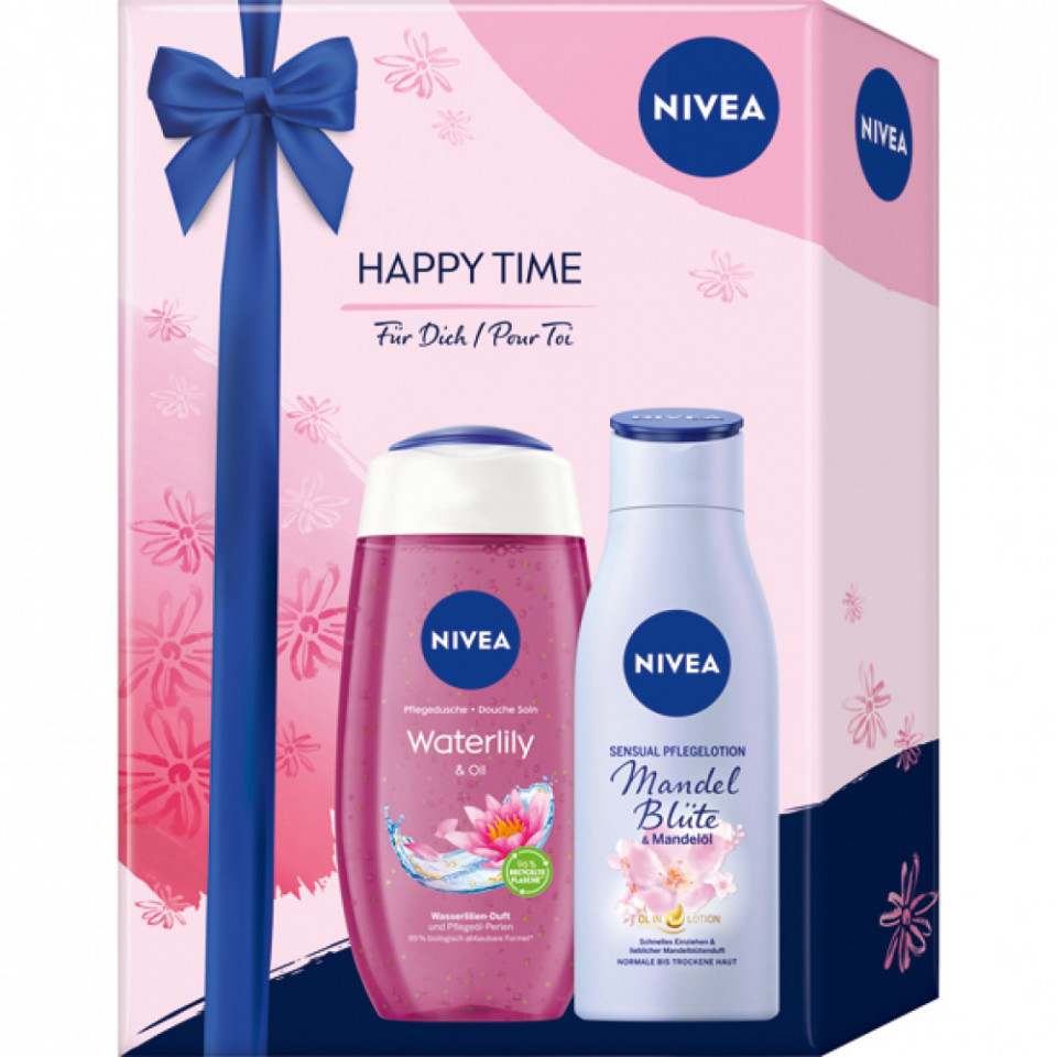 Nivea Happy Time, gel de dus 250 ml + lotiune de corp 200 ml, PM508953