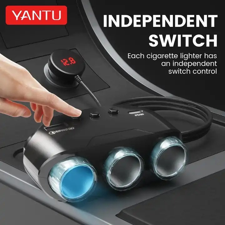 Car Cigarette Lighter Socket Splitter LM21 - 3 sockets + USB + Type C ...