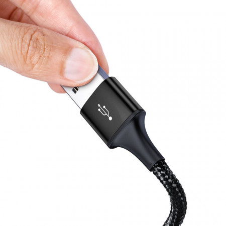 Baseus Cablu Rapid 3 in 1 - USB to Micro USB, Lightning, Tip C - 3,5A 1,2 metrus (CAJS000001) Negru - Img 2