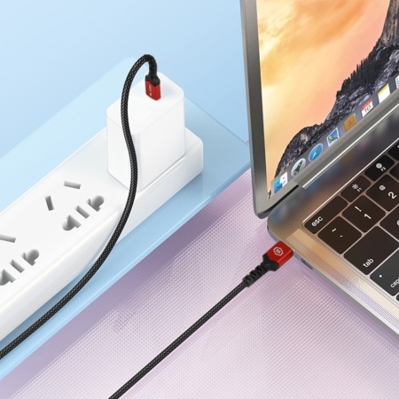 Blavec Cable Raptor braided - Type C to Type C - PD 60W 3A 2 metres (CRA-CC3BR20) black-red - Img 2