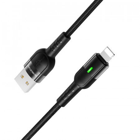 Borofone Cablu BU17 Starlight power-off - USB to Lightning - 2,4A 1,2 metri Negru - Img 2