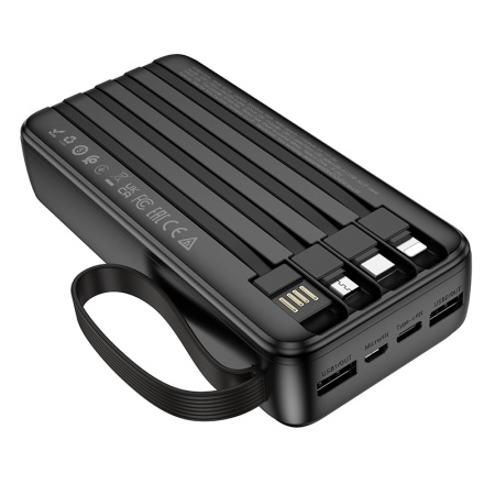 Borofone Power Bank 20000mAh BJ76A Smart - 2xUSB - with Type C, Lightning and Micro USB cables black, AKUM944 - Img 4