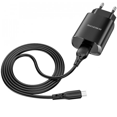 Borofone Wall charger BN1 Innovative - USB - 2,1A cu USB to MicroUSB Negru