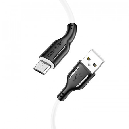 Cablu Borofone BX63 Charming - USB to MicroUSB - 2,4A 1 metru negru-white - Img 3