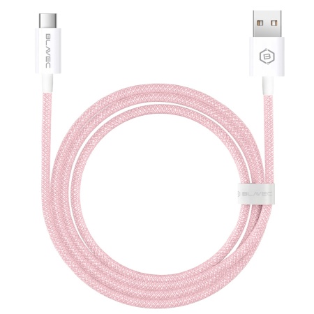 Cablu împletit Blavec Candy - USB la Tip C - PD 60W, 3A, 1 metru, Apple CarPlay/Android Auto (CCA-UC3P10) Roz, MGKABAV1762