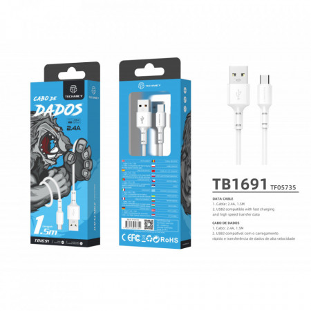 Cablu USB Tip C 2.4A 1.5 M alb, PMTF057353