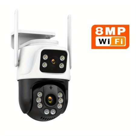 Cameră de supraveghere WiFi 4K – 8MP cu lentile duble și viziune nocturnă inteligentă, TMAV35371