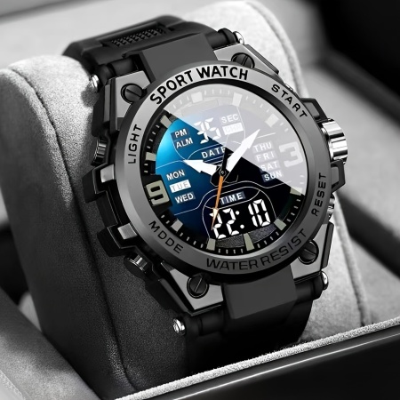 Ceas quartz sport pentru barbati, negru, TMFL546401 - Img 3