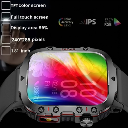 Ceas Smartwatch 4.65 cm cu ecran tactil, carcasă din aliaj, curea silicon, TMFN9220732 - Img 4