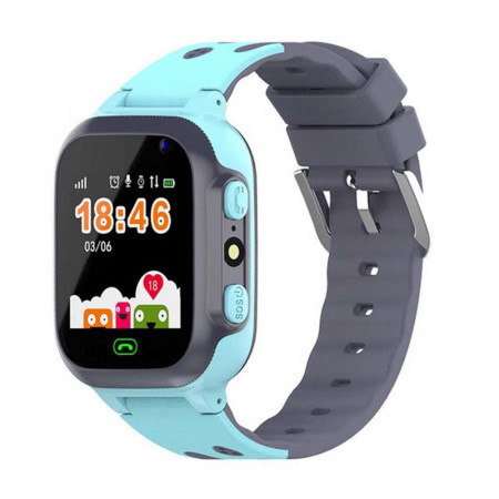 Ceas smartwatch pentru copii, GPS, monitorizare locatie, camera foto frontala, buton SOS, functie telefon , albastru, PMSW01B3