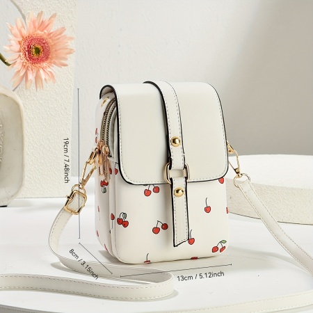 Geanta mini Crossbody, cu model cirese, TMDB2893253 - Img 6
