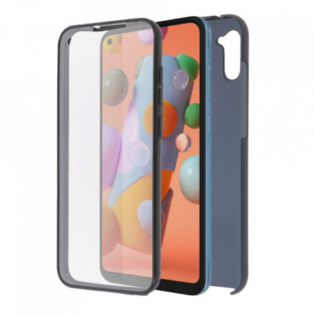Husa Samsung Galaxy A11 - 360 Fully cu Spate din Policarbonat si Folie din Silicon - Albastru - Img 4