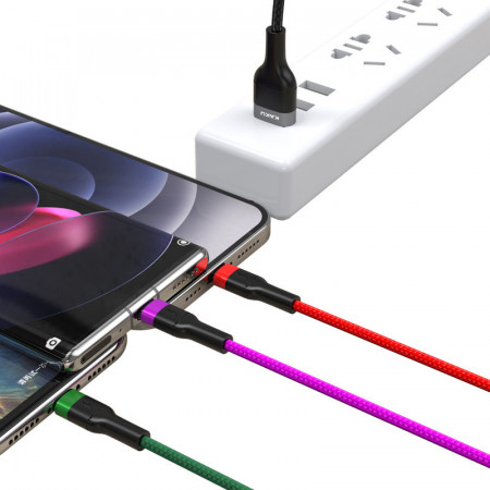 KAKU Cablu KSC-481 Yatu 3 in 1 - USB to Tip C, Micro USB, Lightning - 3,2A 1,2 metri Negru - Img 2
