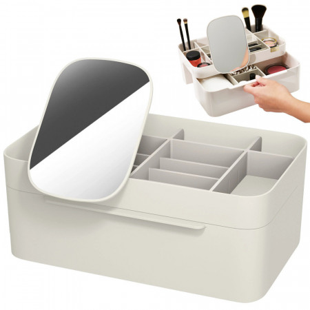 Organizator pentru cosmetice, cu sertar si oglinda, PM244243