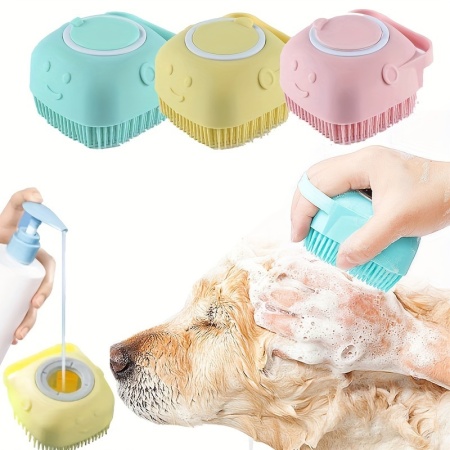 Perie din silicon, cu dozator de sampon, pentru animalele de companie, PMHM98692 - Img 5