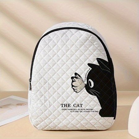 Rucsac damă Agneta cu model pisică și fluture – Stil casual și adorabil, TMPY151259