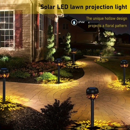 Set 4 lămpi solare LED tip torță pentru grădină – Iluminat decorativ cu efect de proiecție, TMQY381581 - Img 4
