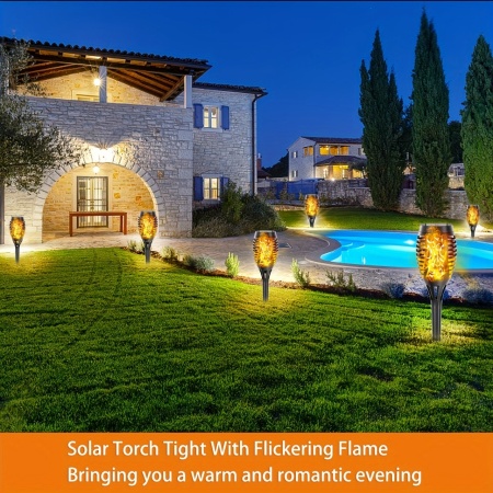 Set lămpi solare LED tip torță cu efect de flacără – Iluminat ambiental pentru grădină, TMVE476241 - Img 2