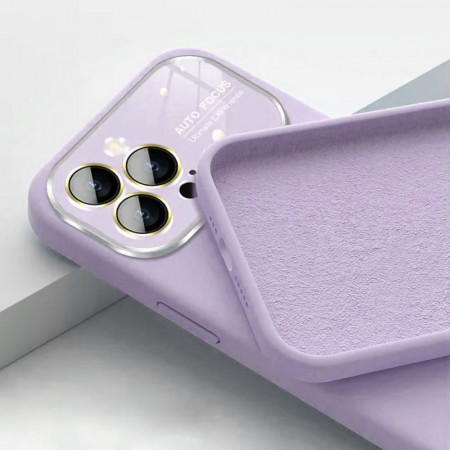 Soft Silicone Lens Case for Iphone 14 light purple