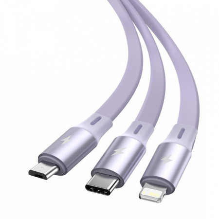 Baseus Cablu Bright Mirror 3 in 1 - USB to Micro USB, Lightning, Tip C - 3,5A 1,2 metri (CAMLT-MJ05) purple - Img 2