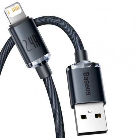 Baseus Cablu Crystal Shine - USB to Lightning - 2,4A 1,2 metri (CAJY000001) Negru