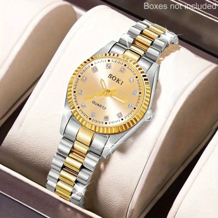 Ceas Soki Quartz de dama, argintiu cu tonuri aurii, TMTA3428149 - Img 4