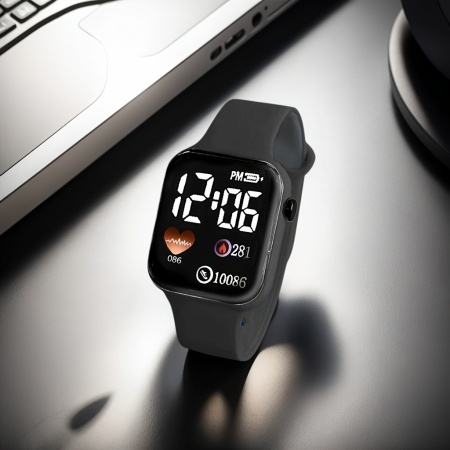 Ceas Sport Led Unisex, Quartz, afisaj Digital, Negru, TMYE3410110 - Img 6