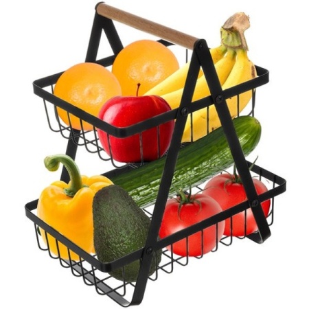 Cos metalic pentru fructe sau legume, cu 2 niveluri, PM00024265 - Img 1