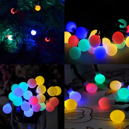 Ghirlandă Luminoasă Solară, 5 metri 20 LED – Bile Colorate RGB, pentru Exterior și Interior, TMYB21913 - Img 3