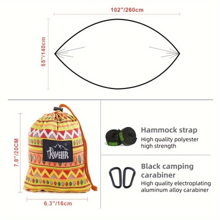 Hamac de camping stil boem – model colorat, compact și ușor de transportat, TMCJ03058 - Img 3