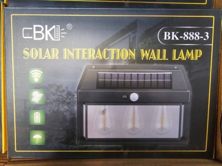 Lampa solara tip felinar 3W Smartix cu 3 Becuri, Acumulator 1800mAh, Senzor 5-8M, Pentru exterior, Suport inclus, Panou solar inclinat, 600 Lumeni, Negru, AD31858 - Img 4