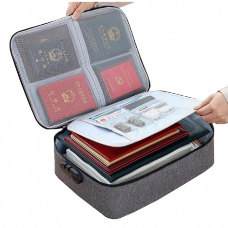 Organizator cu cifru pentru documente, gri, PMORM143