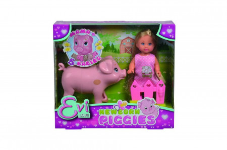 PAPUSICA EVI CU PURCELUSA SI 5 PURCEI NOUNASCUTI