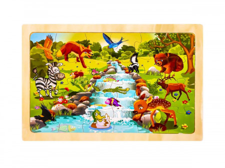 Puzzle lemn, 24 piese, Animale salbatice 1, FLV30708