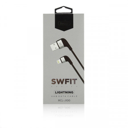 Recci Cablu Swift RCL-J100 - USB to Lightning - Fast Charging angled 1 metre Rosu