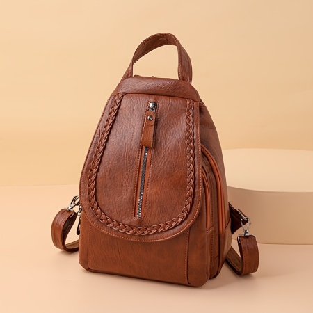 Rucsac Vintage pentru Femei, cu design impletit, cu bretele, TMQH392602 - Img 7