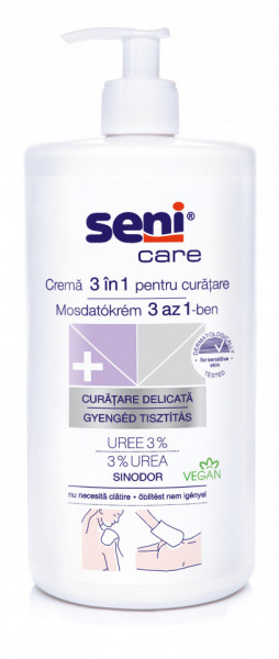Seni Care Crema pentru curatare corp 3 in 1, UREE 3%, 1000ml