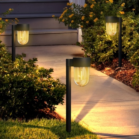 Set 2 lămpi solare LED tip lampadar pentru grădină – Design modern și iluminare ambientală caldă, TMCL111462 - Img 6