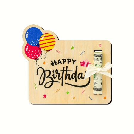 Set 4 Clipuri din lemn pentru bani – Mesaje „Happy Birthday”, TMXY401938 - Img 5