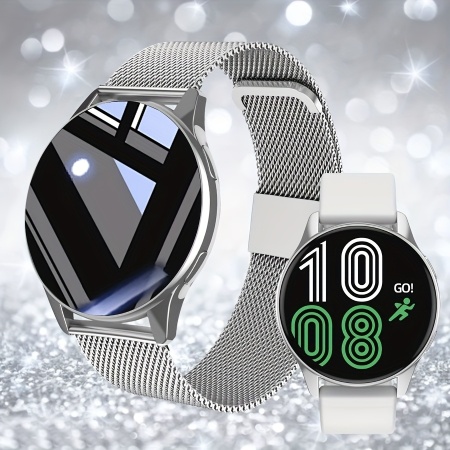 Smartwatch pentru dama, ecran 3.8 cm, bratara metal + silicon, TMHB7446213 - Img 6