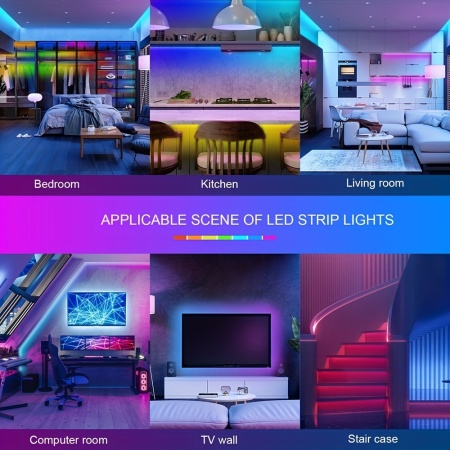 Banda LED cu control inteligent prin aplicatie, muzica sincronizata, schimbare culori, telecomanda si programare, PMVU53981 - Img 4