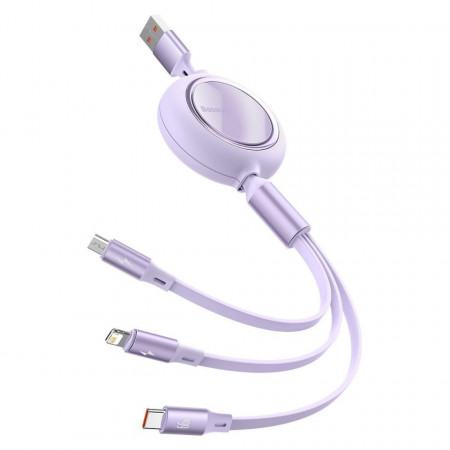 Baseus Cablu Bright Mirror 3 in 1 - USB to Micro USB, Lightning, Tip C - 66W 1,2 metri (CAMLC-MJ05) purple