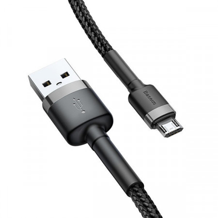 Baseus Cablu Cafule - USB to Micro USB - 2,4A 1 metru (CAMKLF-BG1) Negru and grey - Img 2