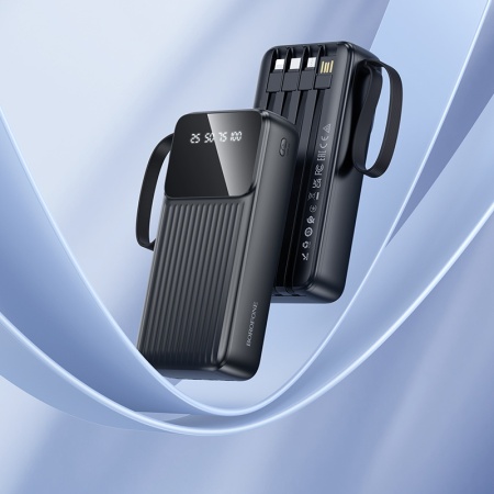 Borofone Power Bank 20000mAh BJ76A Smart - 2xUSB - with Type C, Lightning and Micro USB cables black, AKUM944 - Img 6