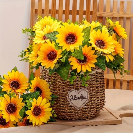 Buchet artificial de floarea-soarelui – 13 fire decorative cu aspect natural, TMGF83638 - Img 6