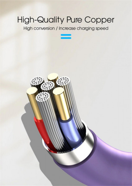 Cablu Silicone - USB to Micro USB - QC 3.0 1 metru Roz - Img 2