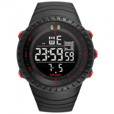 Ceas pentru barbati Smael, Sport, Digital, Rezistent la socuri, Gri, SML004-ROSU