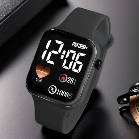 Ceas Sport Led Unisex, Quartz, afisaj Digital, Negru, TMYE3410110 - Img 3