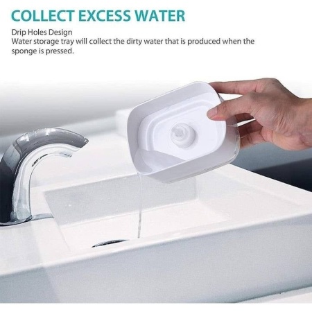 Dozator cu pompa de sapun Smartix, Suport pentru burete spalat vesela 350 ml, Dozator pentru sapun si bucatarie, Alb, AD350 - Img 6