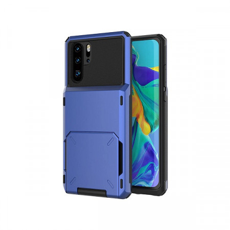 Husa Huawei P30 Lite - Book Type Card Holder, albastru, HWP30LITE-007